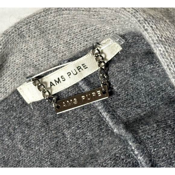 AMS Pure Gray Shawl Collar Cardigan Sweater Small Wool Blend European Designer - Picture 5 of 7